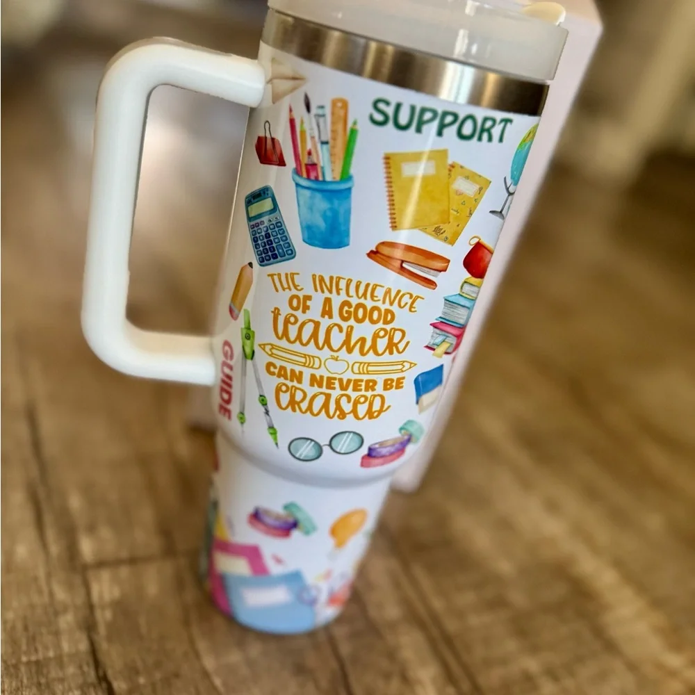 Personalized Teacher Life Tumbler w/ Handle & Straw – New in Box‎